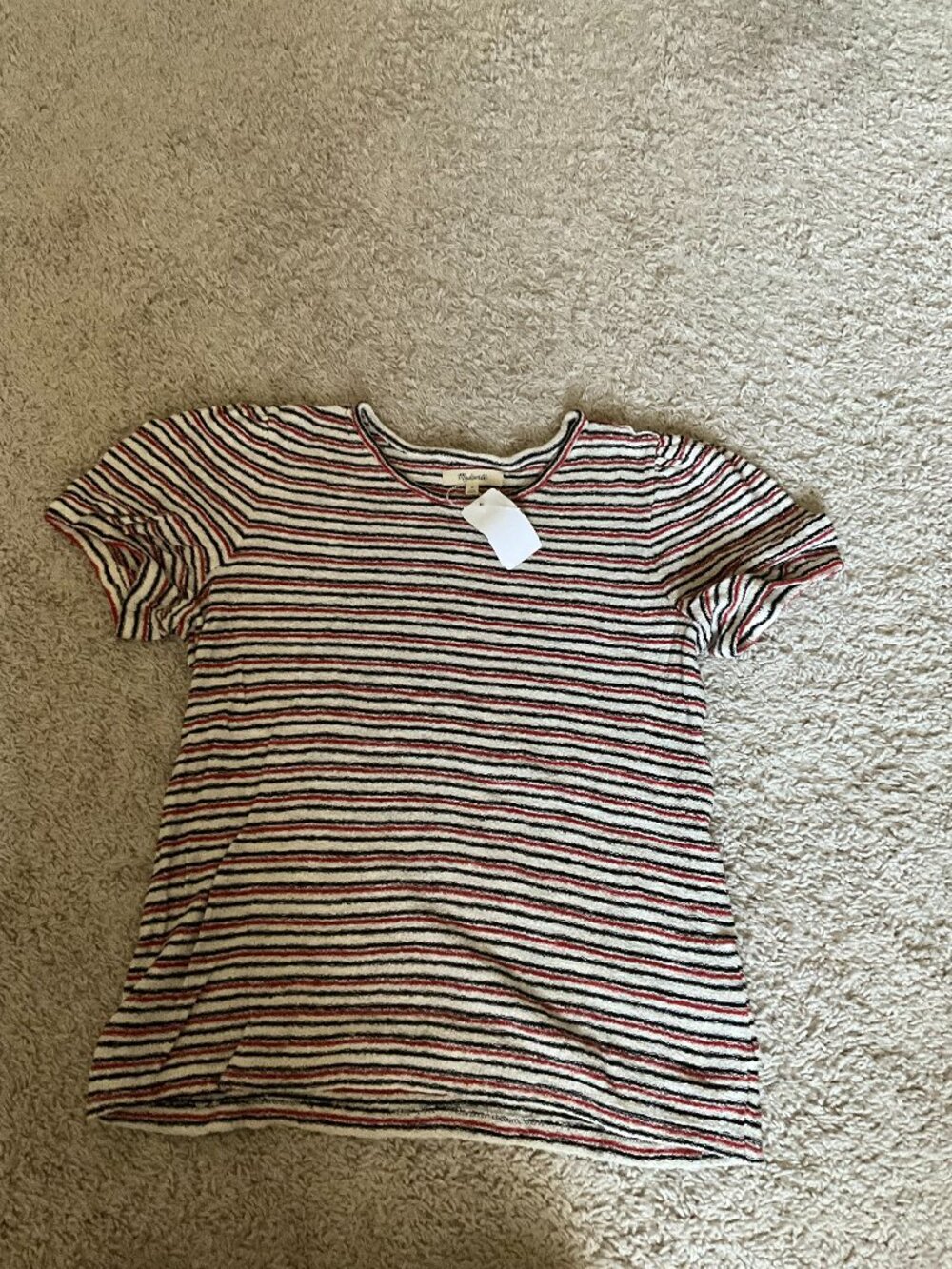 Madewell striped T-shirt. size: m. color: ivory RED.